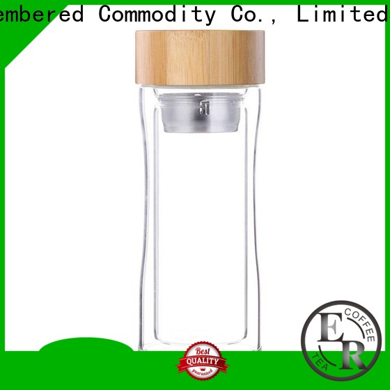 ER Bottle bamboo lid borosilicate glass water bottle reputable manufacturer for traveling