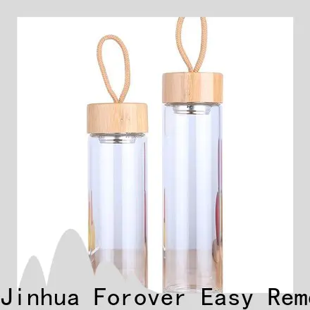 ER Bottle bamboo lid double layer glass bottle on sale