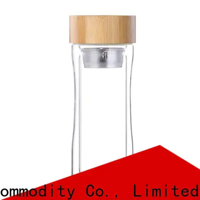 bamboo lid glass drinking bottle with filter bulk production