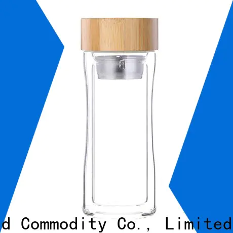 ER Bottle bamboo lid drinking glass water bottle for office