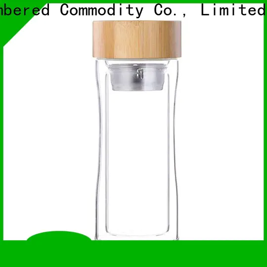 bamboo lid double layer glass bottle bulk buy