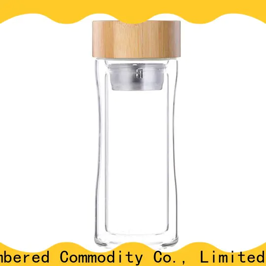 bamboo lid borosilicate glass water bottle reputable manufacturer on sale