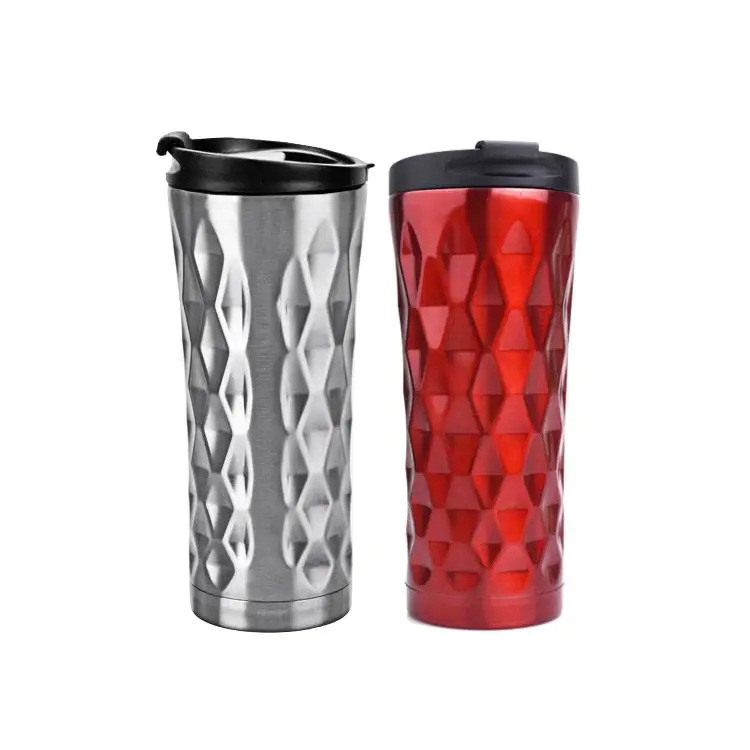 Wholesale Diamond Shape Cup Stainless Steel Insulated Tumbler With PP Lid BG712  450ml/15oz 