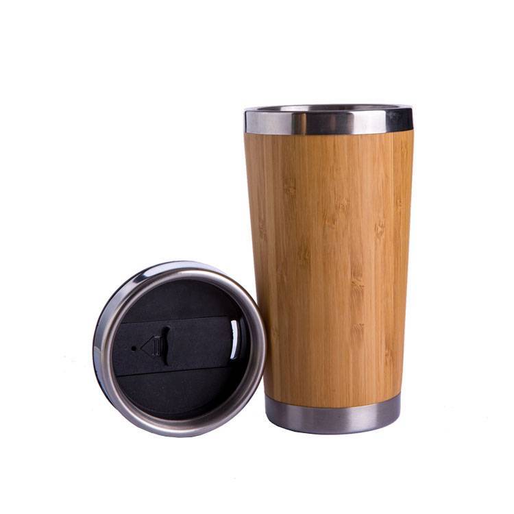 450ml/16oz Bamboo Thermos Stainless Steel Bamboo Mug Water Tumbler Wholesale Bb377