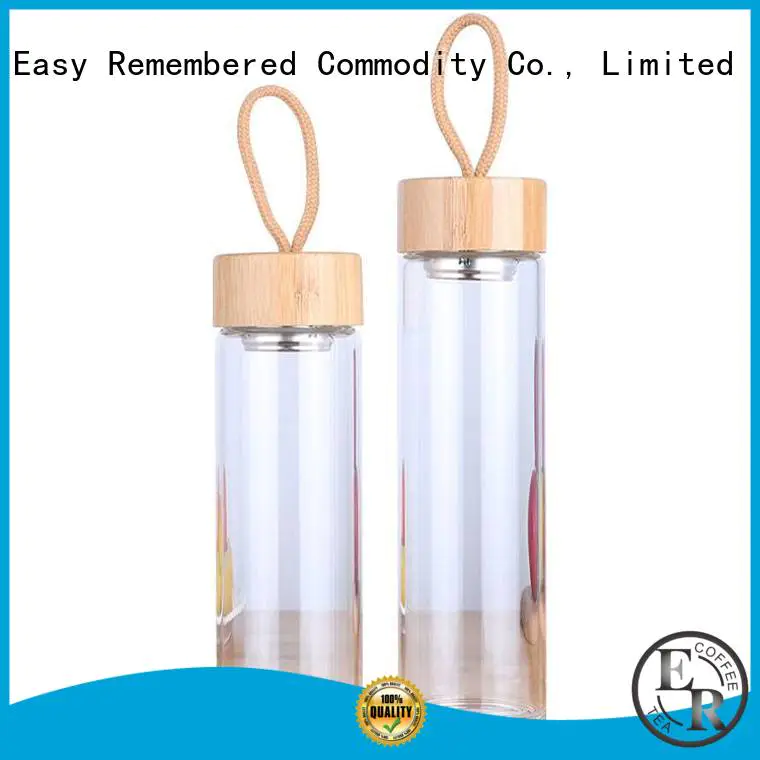 ER Bottle bamboo lid glass tea infuser bottle for outdoor activities